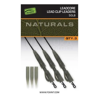 Сейфти монтаж Fox Edges Naturals Leadcore Lead Clip Leaders 75см, 3бр.