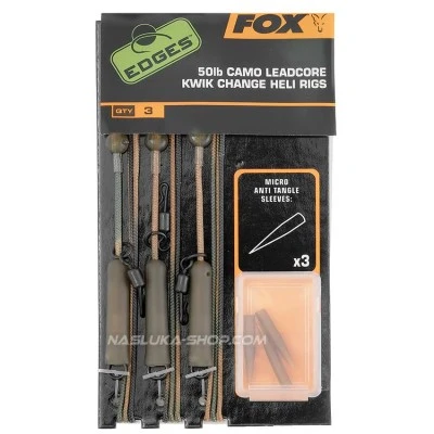Комплект монтажи с  бърза връзка Fox Leadcore Kwik Change Heli Rigs - 50lb