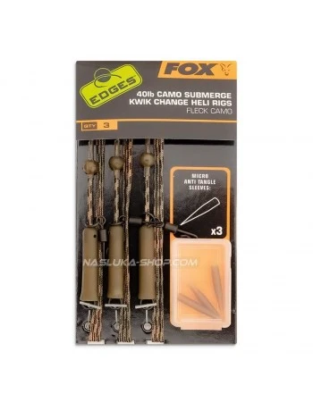 Комплект монтажи с бърза връзка Fox Leadcore Kwik Change Heli Rigs - Fleck Camo