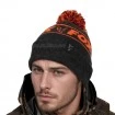 Топла зимна шапка Fox Collection Bobble Hat - Black/Orange