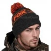 Топла зимна шапка Fox Collection Bobble Hat - Black/Orange