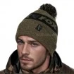 Топла зимна шапка Fox Collection Bobble Hat - Green/Black