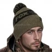 Топла зимна шапка Fox Collection Bobble Hat - Green/Black