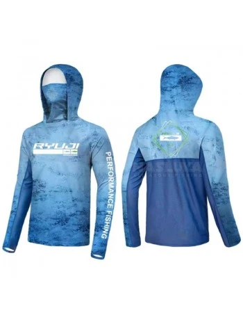 Слънцезащитна блуза Ryuji UV Performance Hoodie + Neck, Blue Sky