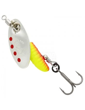 Въртяща блесна SG Grub Spinner - Silver Red Yellow