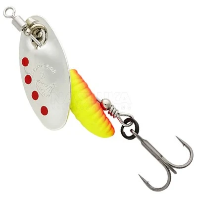Въртяща блесна SG Grub Spinner - Silver Red Yellow