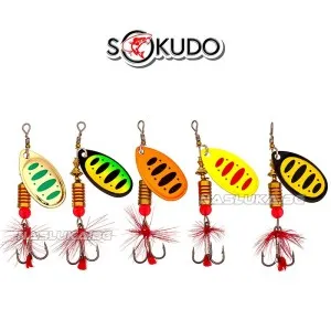 Комплект въртящи блесни за риболов Sokudo Lake Spinners, 5 бр.