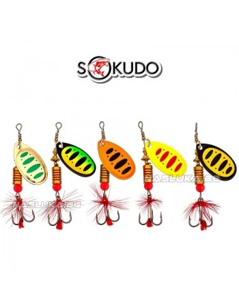 Комплект въртящи блесни за риболов Sokudo Lake Spinners - 5бр.