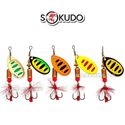 Комплект въртящи блесни за риболов Sokudo Lake Spinners - 5бр.