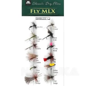 Комплект сухи мухи за риболов Mikado Fly Mix Classic Dry Flies, 12 бр.