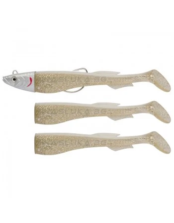 Сет от 3 бр. силиконови примамки и джиг глава Berkley Powerbait Power Sardine - 12см 15г - Khaki