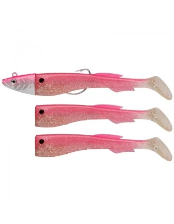 Сет от 3 бр. силиконови примамки и джиг глава Berkley Powerbait Power Sardine - 12см 15г - Metalic Pink