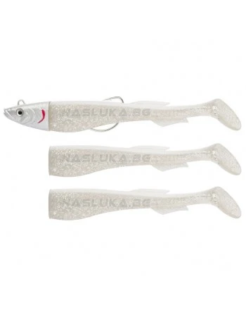 Сет от 3 бр. силиконови примамки и джиг глава Berkley Powerbait Power Sardine - 12см 15г - Snow White