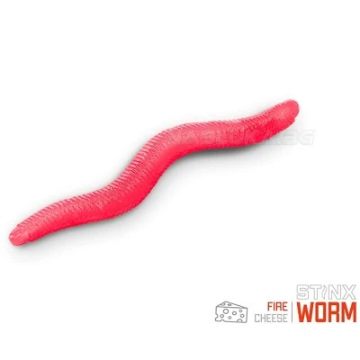 Силиконови примамки Delphin Stinx Worm 4см - 50 бр. - Fire Cheese