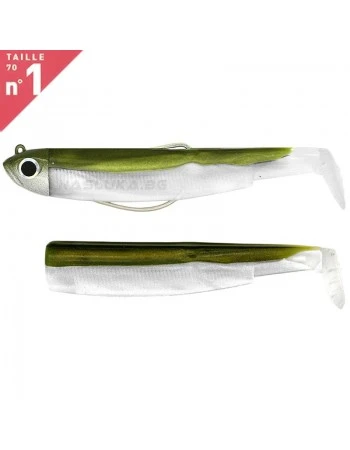 Комплект от джиг глава 6.0г и 2 тела Fiiish Black Minnow 70 No1 Combo - Off Shore / цвят Kaki