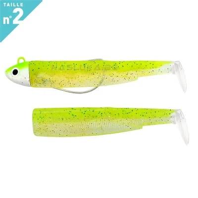 Комплект от джиг глава 8.0г и 2 тела Fiiish Black Minnow 90 No2 Combo Search - цвят Zeste De Citron