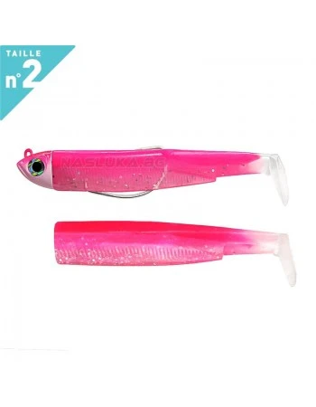 Комплект от 2 джиг глави 5.0г и 2 тела Fiiish Black Minnow 90 No2 Double Combo Shore - цвят Rose Fluo