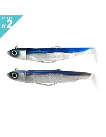 Комплект от 2 джиг глави 10г и 2 тела Fiiish Black Minnow 90 No2 Double Combo Off Shore - цвят Blue & Electric Blue