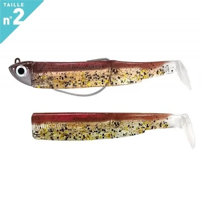 Fiiish BM 90 No2 Combo Shore Wine Glitter Комплект от джиг глава 5.0г и 2 тела Fiiish Black Minnow 90 No2 Combo Shore - цвят Wine Glitter