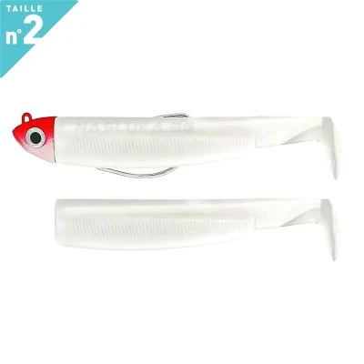 Fiiish BM 90 No2 Combo Shore White/Red Комплект от джиг глава 5.0г и 2 тела Fiiish Black Minnow 90 No2 Combo Shore - цвят White/Red