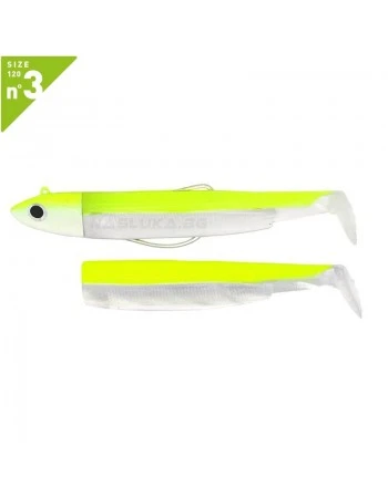 Комплект от джиг глава 25г и 2 тела Fiiish Black Minnow 120 No3 Combo Off Shore - Jaune Fluo