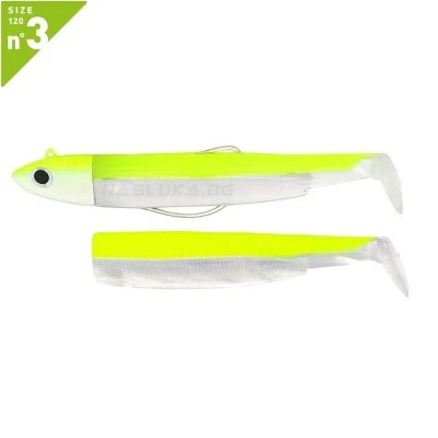 Fiiish BM 120 No3 Combo Off Shore Jaune Fluo Комплект от джиг глава 25г и 2 тела Fiiish Black Minnow 120 No3 Combo Off Shore - Jaune Fluo