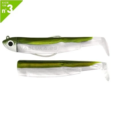 Комплект от джиг глава 25г и 2 тела Fiiish Black Minnow 120 No3 Combo Off Shore - Kaki