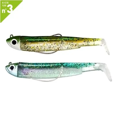 Комплект от 2 джиг глави 25г и 2 тела Fiiish Black Minnow 120 No3 Double Combo Off Shore - Khaki & Ghost Minnow