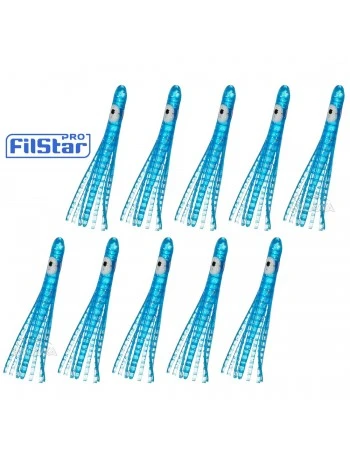 Силиконови октоподи FilStar Shirasu - Blue Glitter - 10 бр.