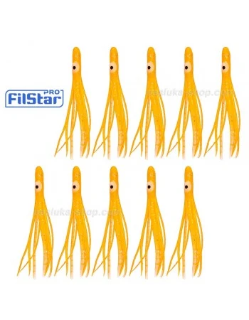 Силиконови октоподи FilStar Shirasu - Orange Glitter - 10 бр.