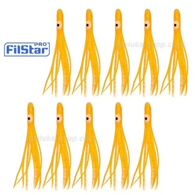 Силиконови октоподи FilStar Shirasu - Orange Glitter - 10 бр.