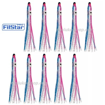 Силиконови октоподи FilStar Shirasu - Pink-Blue Glitter - 10 бр.