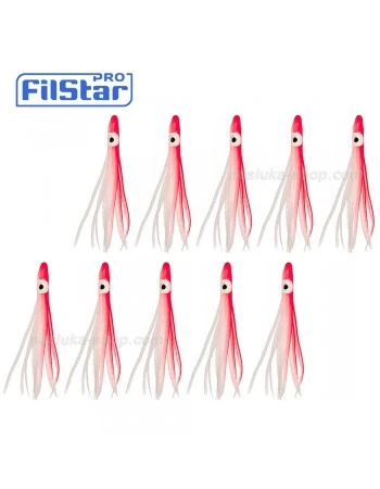 Силиконови октоподи FilStar Shirasu - Red-Luminous Glitter - 10 бр.
