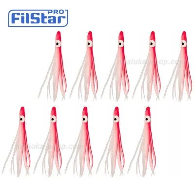 Силиконови октоподи FilStar Shirasu - Red-Luminous Glitter - 10 бр.