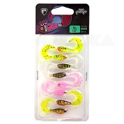 Комплект шадове Fox Rage Micro Grub Tail UV 4см - Mixed - 8 бр.