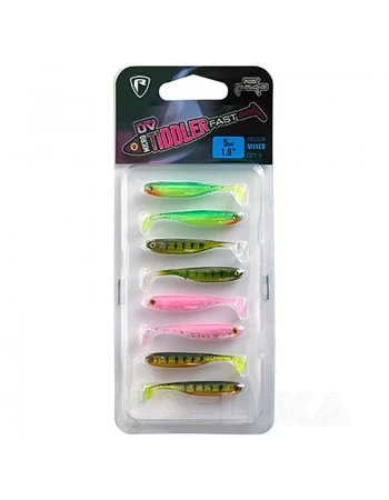Комплект шадове Fox Rage Micro Tiddler Fast UV 5см - Mixed - 8 бр.