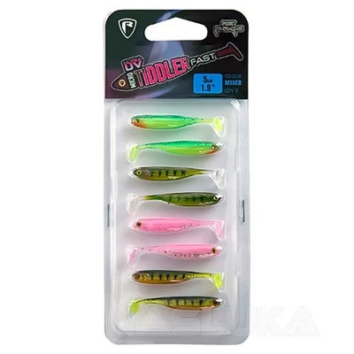 Комплект шадове Fox Rage Micro Tiddler Fast UV 5см - Mixed - 8 бр.
