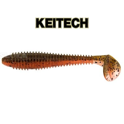 Силиконови примамки в пакет Keitech Swing Impact 8.9см, 8 бр., цвят 438T Green Pumpkin Fire
