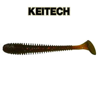 Силиконови примамки в пакет Keitech Swing Impact 8.9см, 8 бр., цвят LT26S Motoroil Chameleon