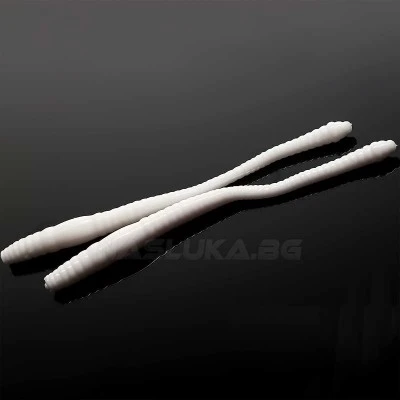 Libra Dying Worm 7.0см 15бр. - Cheese 001 White Силиконови червеи Libra Lures Dying Worm - 7.0см - 15бр. - аромат Cheese - цвят 001 White