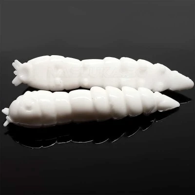 Силиконови примамки Libra Lures Kukolka 4.2см - 10 бр. - аромат Cheese - цвят 001 White