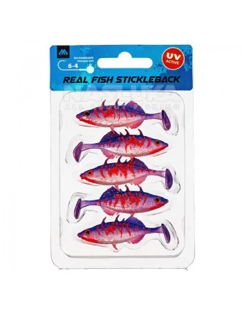 Силиконови шадове Mikado Real Fish Stickleback 8см, 5 бр., цвят Bloody Violet