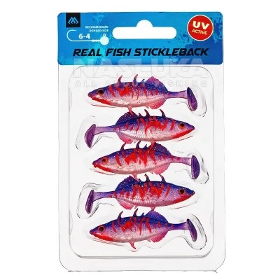 Силиконови шадове Mikado Real Fish Stickleback 8см, 5 бр., цвят Bloody Violet