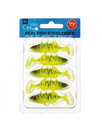 Силиконови шадове Mikado Real Fish Stickleback 8см, 5 бр., цвят Fluo Tiger