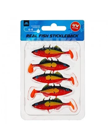 Силиконови шадове Mikado Real Fish Stickleback 8см, 5 бр., цвят Red Killer