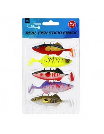 Силиконови шадове Mikado Real Fish Stickleback 5см, 5 бр., цвят Mix