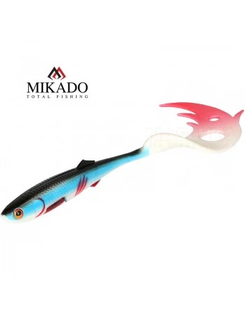 Сет от 4 силиконови примамки Mikado Sicario Pike Tail 10.5см, цвят Bleeding Blue
