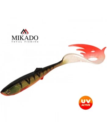 Сет от 4 силиконови примамки Mikado Sicario Pike Tail 10.5см, цвят Bloody Perch