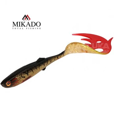 Sicario Pike Tail 14см, цвят Spotted Bullhead Сет от 2 силиконови примамки Mikado Sicario Pike Tail 14см, цвят Spotted Bullhead