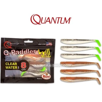 Сет силиконови шадове Quantum Q-Paddler Shad - Clear Water - 8 см - 6 бр.